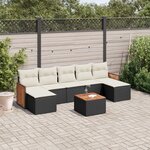 vidaXL Salon de jardin 8 Pièces avec coussins noir résine tressée