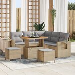 Ensemble de Canapé de Jardin de 8 Pièces Avec Coussins Beige Rattan Synthétique