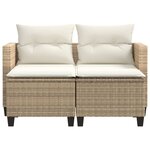 vidaXL Canapé de jardin 2 places avec tabourets beige résine tressée
