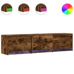 vidaXL Meuble TV avec LED chêne fumé 165x34x40 cm bois d'ingénierie