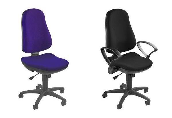 Chaise pivotante de bureau 'Support SY', tissu, noir TOPSTAR