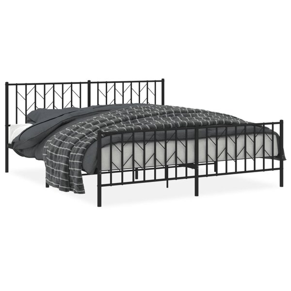 vidaXL Cadre de lit métal sans matelas avec pied de lit noir 180x200cm