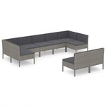 vidaXL Salon de jardin 9 Pièces avec coussins Résine tressée Gris