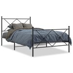 vidaXL Cadre de lit métal sans matelas avec pied de lit noir 107x203cm