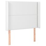 vidaXL Sommier à lattes de lit matelas LED Blanc 90x200cm Similicuir