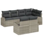 vidaXL Ensemble de canapé de jardin 7 pièces avec coussins gris clair en poly rattan