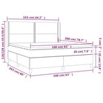 vidaXL Sommier à lattes de lit matelas LED Gris foncé 160x200 cm Tissu