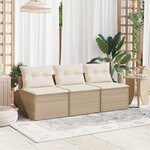 vidaXL Canapés de jardin sans accoudoirs avec coussins 2 Pièces beige
