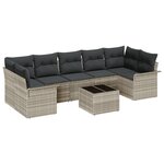 Ensemble de Canapé de Jardin vidaXL 8 Pièces avec Coussins Gris Clair Rattan