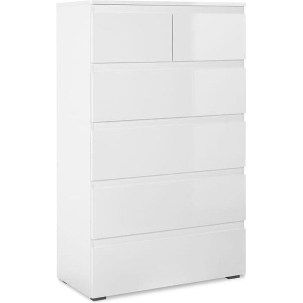 Commode CAPETOWN - blanc brillant - 6 Tiroirs - 80 x 131 5 x 40 cm