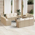 vidaXL Salon de jardin avec coussins 13 Pièces beige résine tressée