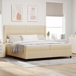 Lit box spring vidaXL avec matelas et LED Crème 200x200 cm Tissu
