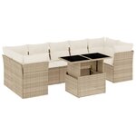 vidaXL Salon de jardin avec coussins 8 Pièces beige résine tressée