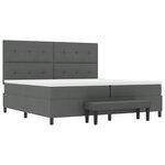 vidaXL Lit à ressort avec matelas et banc gris foncé 200x200 cm en tissu