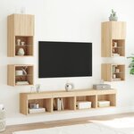 vidaXL Meuble TV mural avec lumières LED chêne sonoma 30x28 5x30 cm