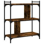 vidaXL Bibliothèque 3 niveaux chêne fumé 76x32x88 cm bois d'ingénierie