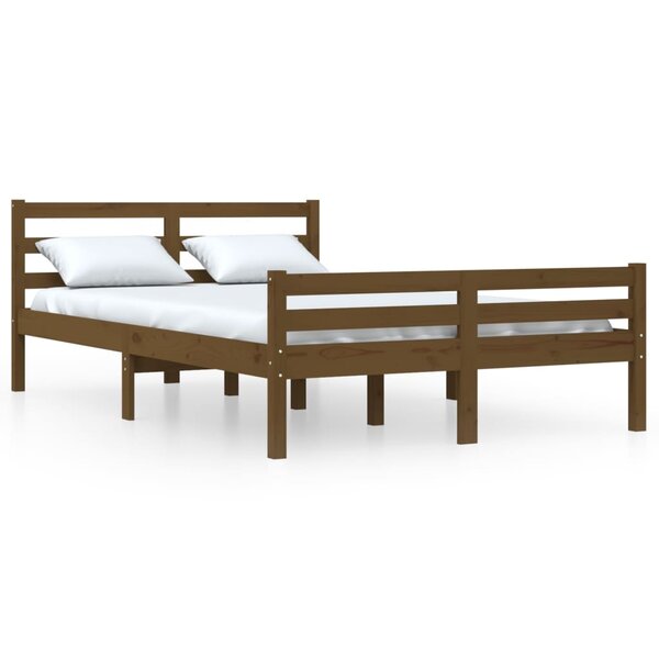 vidaXL Cadre de lit Marron miel Bois massif 120x200 cm