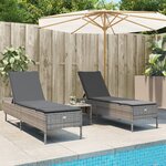 vidaXL Chaises longues avec coussins lot de 2 gris résine tressée