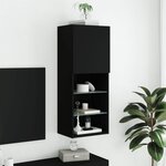 vidaXL Meuble TV avec lumières LED noir 40 5x30x102 cm