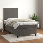 vidaXL Sommier à lattes de lit et matelas Gris foncé 90x200 cm Velours