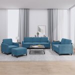 vidaXL Ensemble de canapés 4 Pièces bleu velours