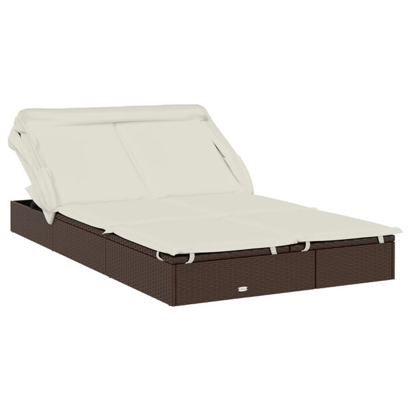 vidaXL Transat 2 places avec toit pliable marron 213x118x97 cm
