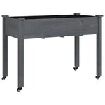 vidaXL Jardinière sur roues avec doublure gris 118x59x80 cm bois sapin
