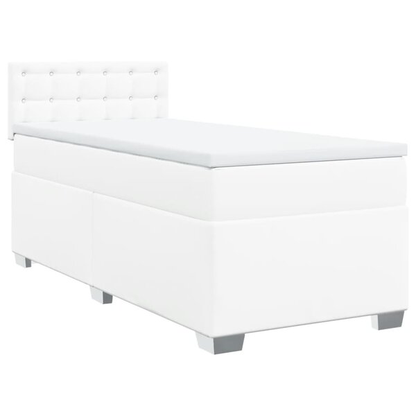 vidaXL Sommier à lattes de lit avec matelas Blanc 80x200 cm Similicuir