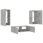vidaXL Meuble TV muraux 3 Pièces avec lumières LED gris béton