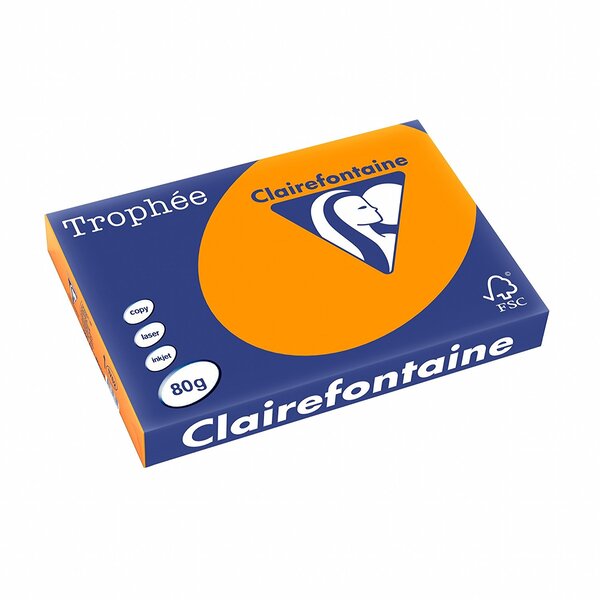 Ramette 500 Feuilles Papier 80g A3 420x297 mm Certifié FSC orange vif TROPHÉE