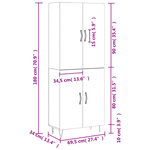 vidaXL Buffet haut Sonoma gris 69 5x34x180 cm Bois d'ingénierie
