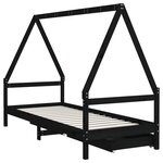 vidaXL Cadre de lit enfant tiroirs noir 80x200 cm bois de pin massif