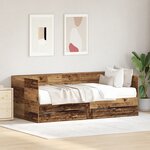 vidaXL Lit de jour avec tiroirs Bois ancien Bois d'ingénierie 90 x 200 cm