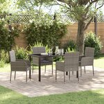 vidaXL Ensemble de jardin 5 pièces avec coussins gris en poly rattan