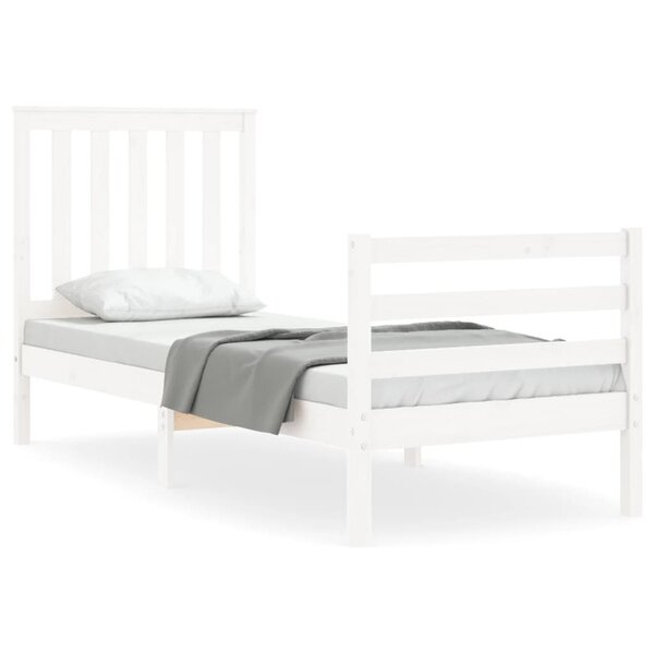 vidaXL Cadre de lit sans matelas blanc bois massif