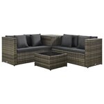 vidaXL Salon de jardin 4 Pièces avec coussins résine tressée gris