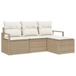 Ensemble de Canapés de Jardin vidaXL 4 pièces avec Coussins Beige Rattan Poly