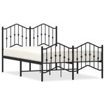vidaXL Cadre de lit métal avec tête de lit/pied de lit noir 120x190 cm