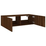 vidaXL Meuble TV mural avec lumières LED chêne marron 100x35x31 cm