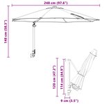 vidaXL Parasol de terrasse Noir Polyester  Acier enduit de poudre Grand