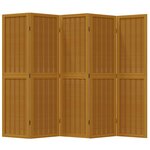 vidaXL Cloison de séparation 5 panneaux marron bois paulownia massif