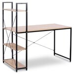 Bureau d'ordinateur 4 étagères pour bureau à domicile chêne noir 19_0000403