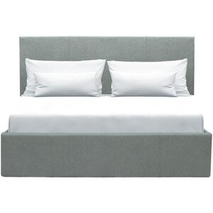 Lit coffre adulte MARTIN - Couchage 140 x 190 cm - Gris clair - Sommier à lattes - 201 x 146 x 99 cm