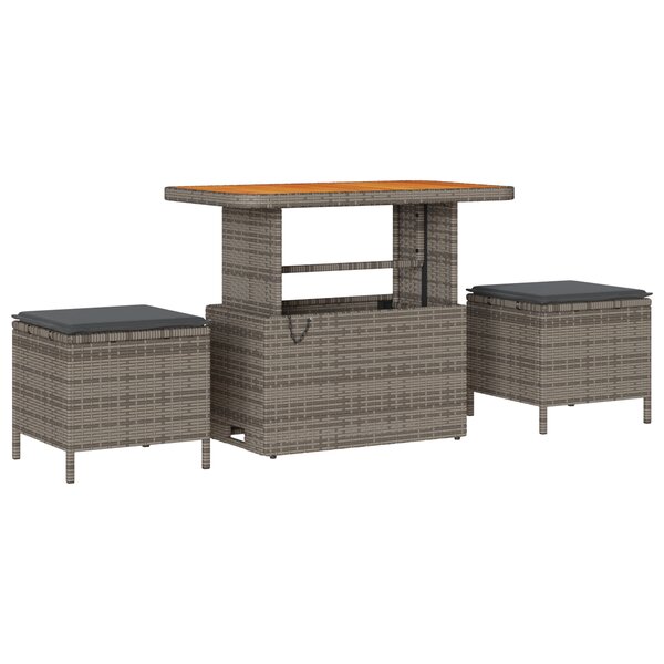 vidaXL Ensemble de Canapé de Jardin 9 Pièces avec Coussins en Poly Rotin Gris Acacia