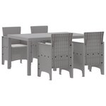 vidaXL Ensemble de salle à manger de jardin 5 pièces avec coussins gris clair poly rotin