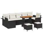 Ensemble de canapé de jardin vidaXL 10 pièces avec coussins en poly rotin noir acacia