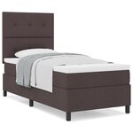 vidaXL Lit à ressorts avec matelas marron foncé en tissu