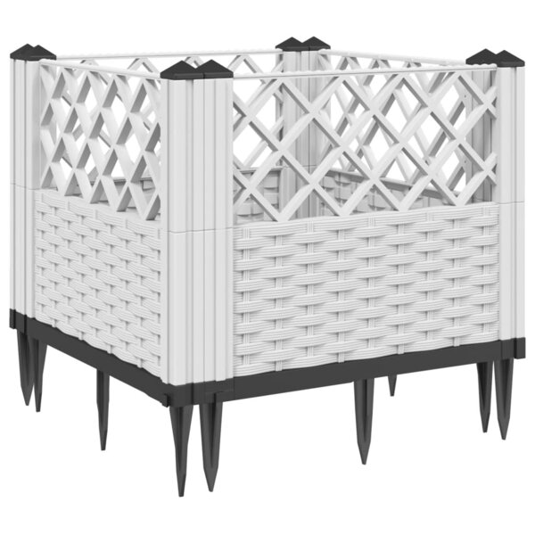 vidaXL Jardinière avec piquets blanc 43 5x43 5x43 5 cm PP