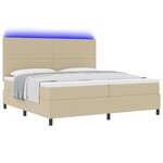 vidaXL Box Spring avec Matelas et Lumière LED Vert Gris 200x200 cm Tissu en Corde
