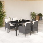 vidaXL Ensemble à manger de jardin coussins 5Pièces Noir Résine tressée